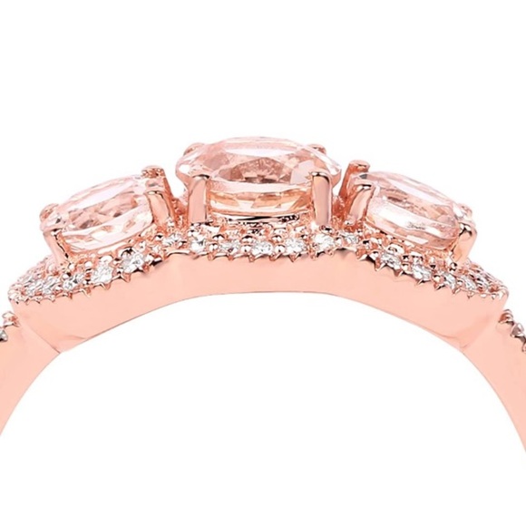 14k Natural Diamond Morganite Ring - Picture 4 of 6